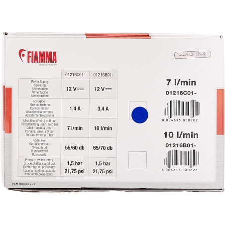 Pumpe FIAMMA AQUA 8 12V - 7L - ‎01216C01‐