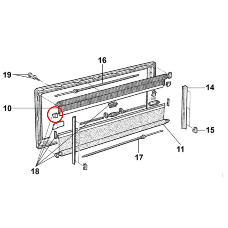 Right+left guide button for mosquito net...