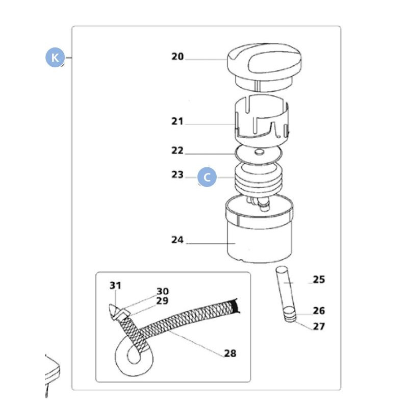 Flushing mechanism for C2 / C3 / C4 THETFORD...