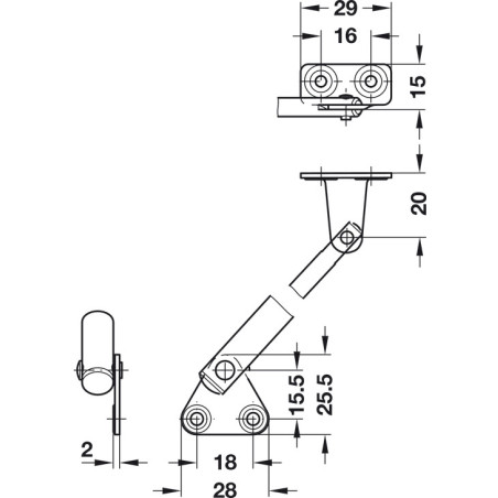 Supporto telescopico 250 mm x ante a ribalta acciaio