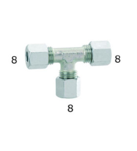 Conexión gas T según zinc. tubo de cobre Ø 8 mm