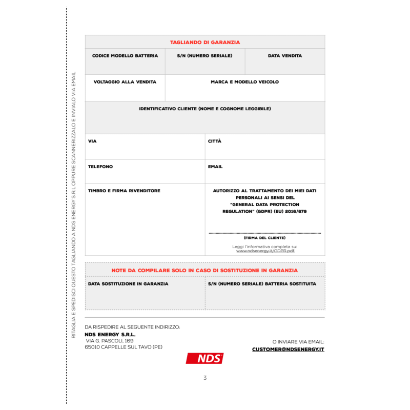 Batteria GP100 servizi NDS GREENPOWER AGM
