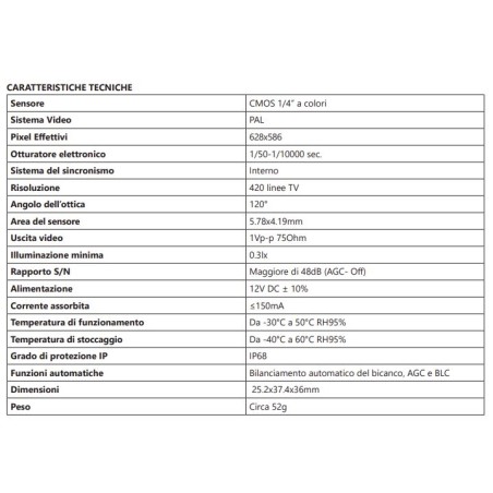 Caméra de recul CMOS couleur avec vision nocturne