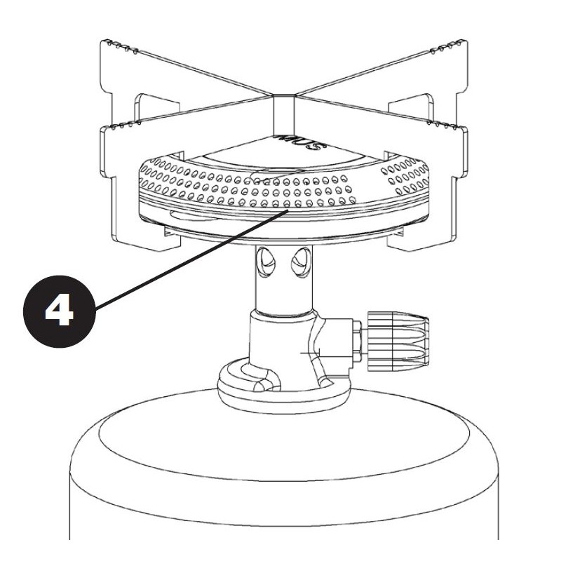 Fornello a gas con  cartuccia da 7/16 "