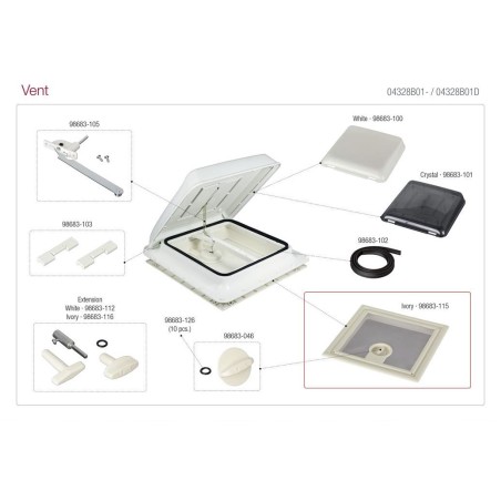 KIT TELAIO INTERNO VENT IVORY ZANZARIERA OBLO' 40X40 - 98683-115