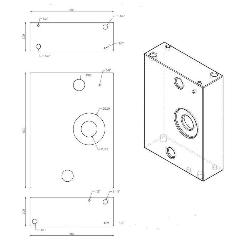 Serbatoio 95 lt 58*80*20 cm