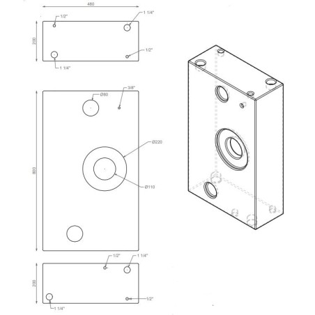 Tanque 77 lt 48 * 80 * 20 cm