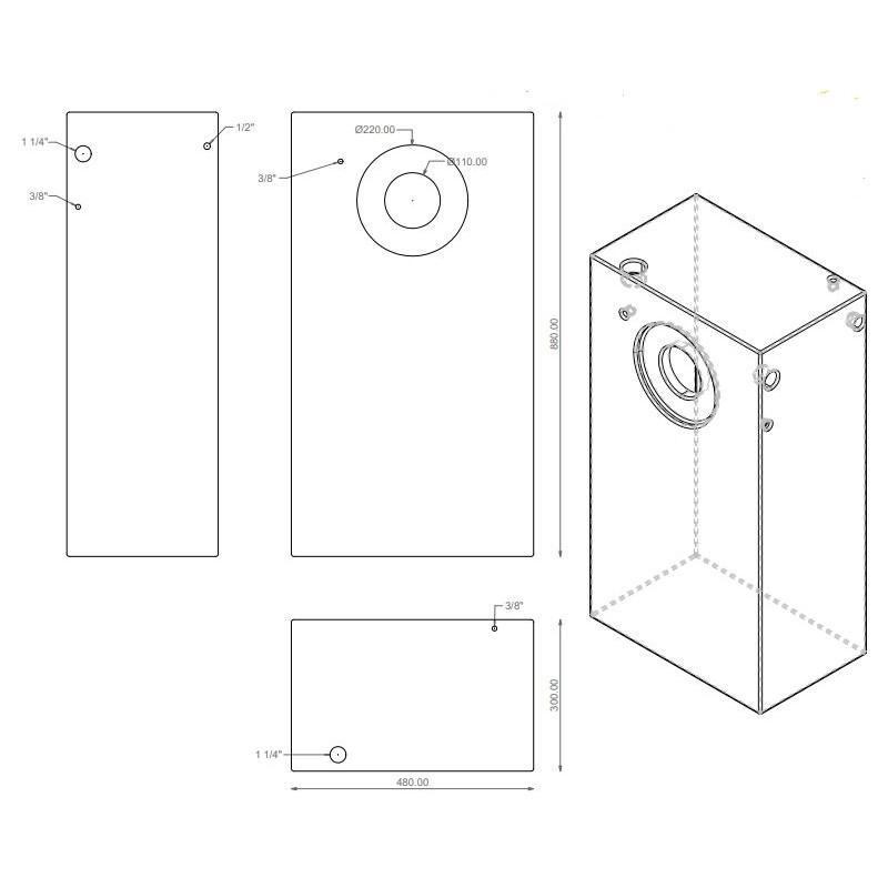 Tank 127 Liter 48 * 88 * 30 cm