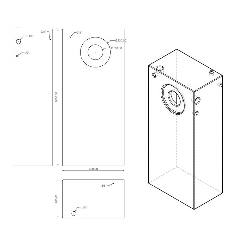 Tank 126 Liter 45 * 100 * 28 cm