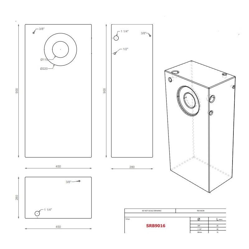 Serbatoio 113 lt 45*90*28 cm