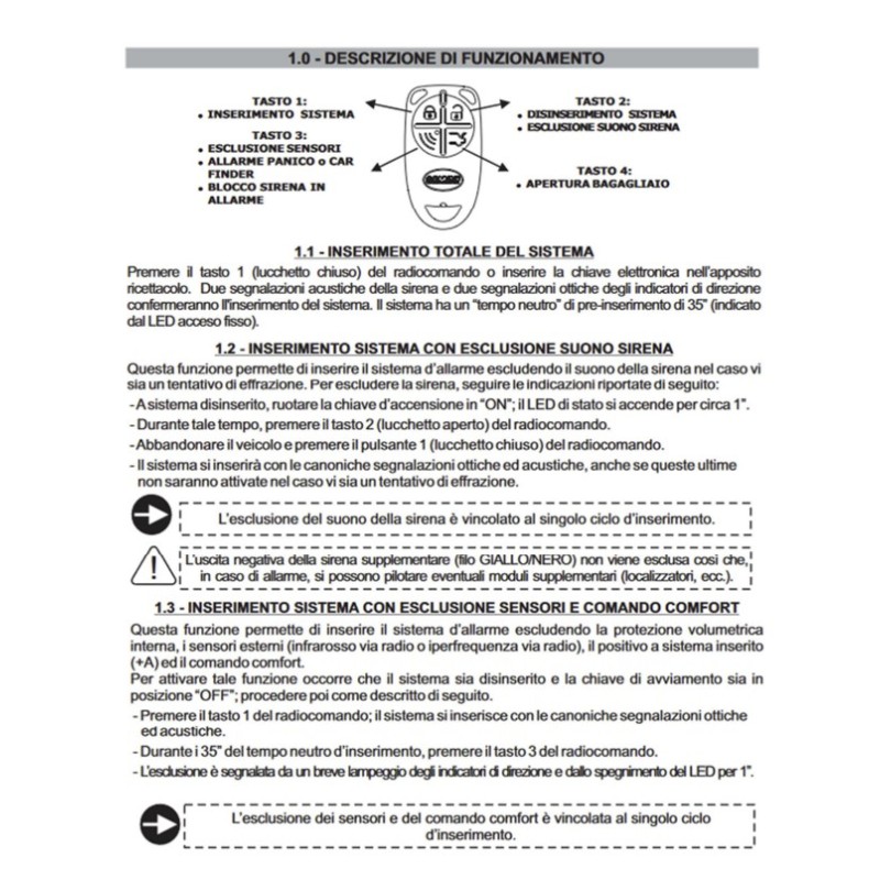 Telecomando 4 canali stagno allarme GEMINI G849...