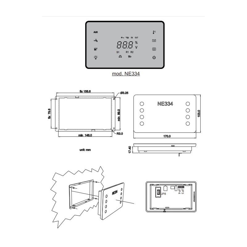 1350.334.01 - Panel de control de vidrio NE334...