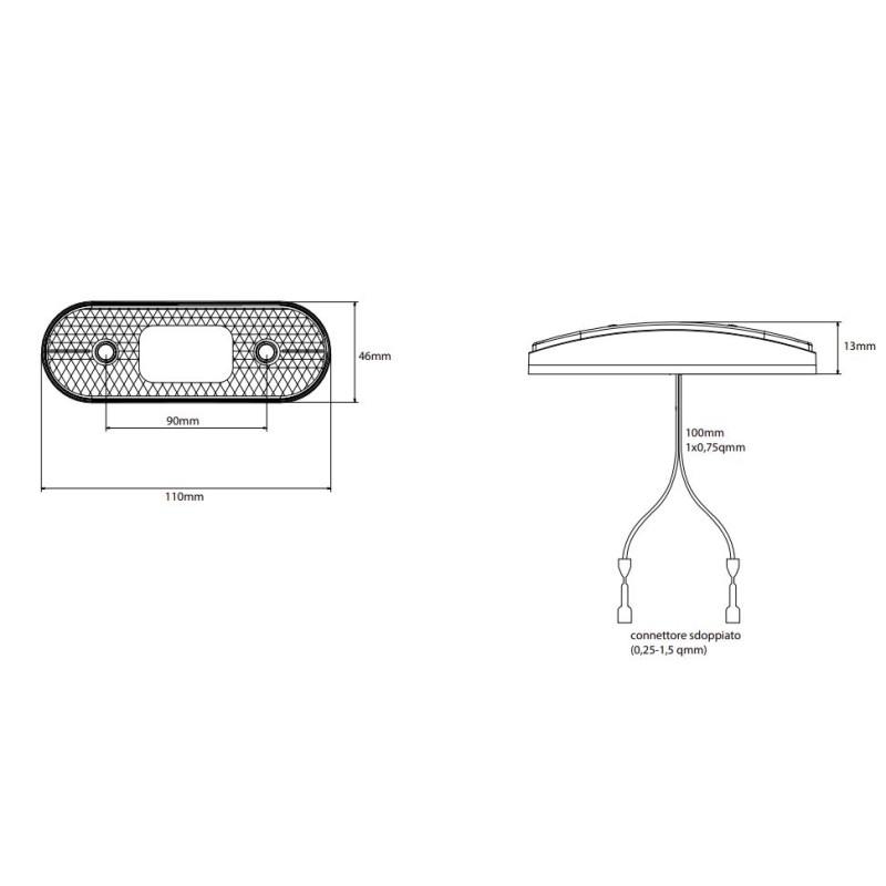 Luce ingombro laterale LED arancio Flatpoint...
