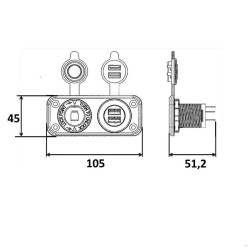 Doppelte USB-Buchse + schwarzes Voltmeter 2