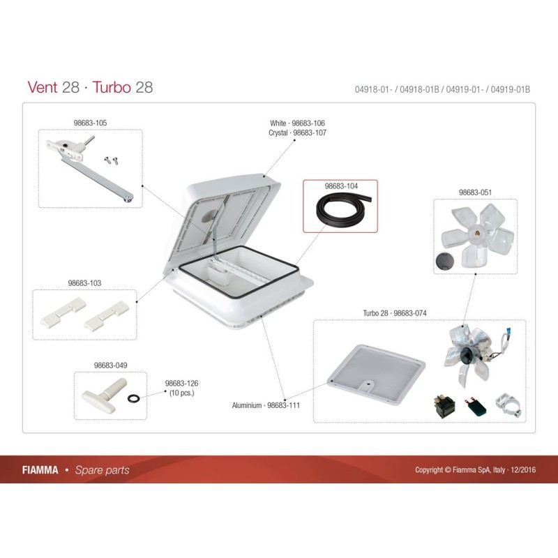 KIT GUARNIZIONE COPERCHIO VENT 28 - 98683-104