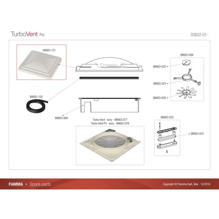 Cúpula repuesto TURBOVENT FIAMMA blanco 40X40 - 98683121