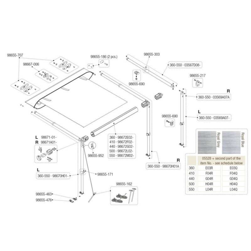 Kit cliquet pour Fiamma Caravanstore - 98655-186
