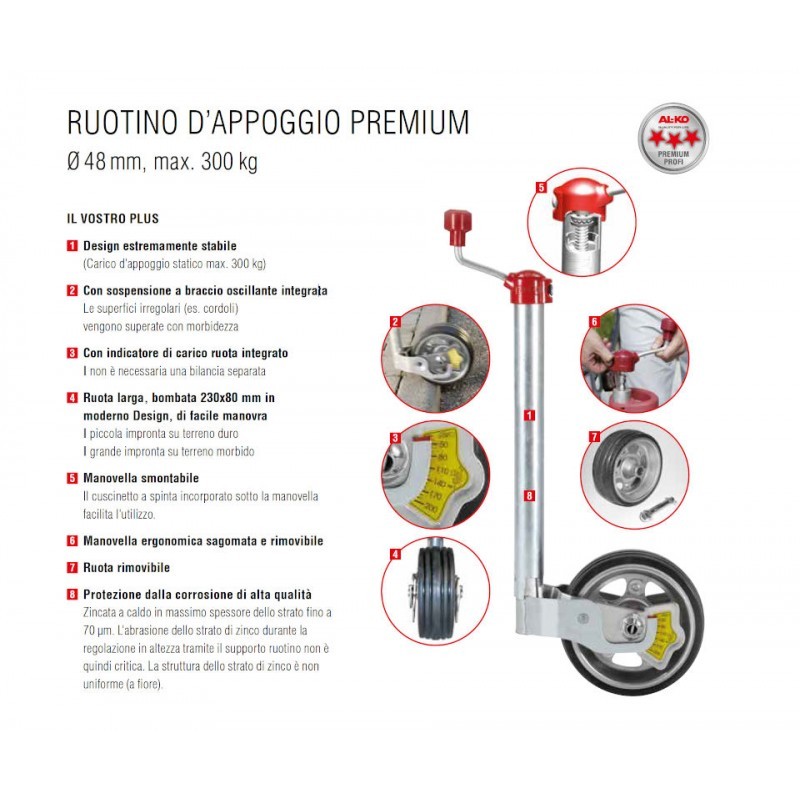 Al-Ko Premium Jockey Wheel dia. 48 mm avec...