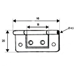 Set 4 pezzi Cerniera piatta metallo bronzato 38x20 mm 2