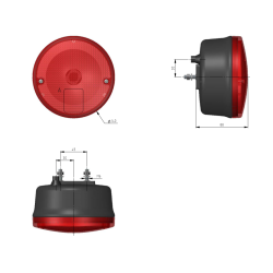 Fanale Ø 140x85 rosso - posizione stop 2