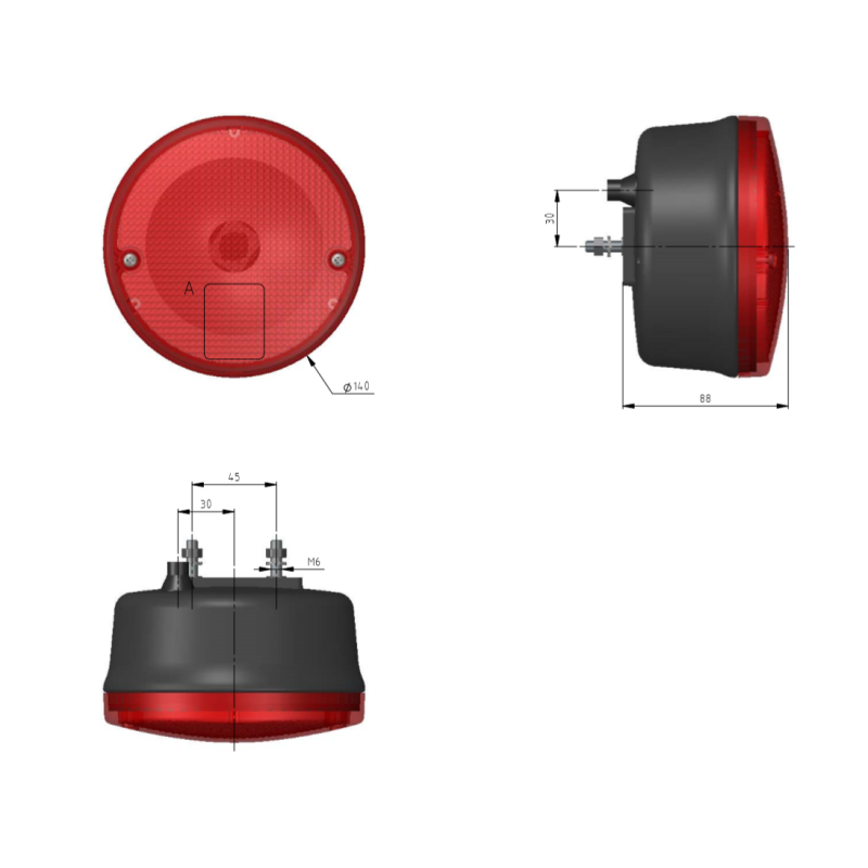 Feu rouge Ø 140x85 - position stop