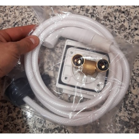 Raccordement d'eau externe avec mitigeur eau chaude/froide et pommeau de douche - raccords rapides - flexible de 1,5 m