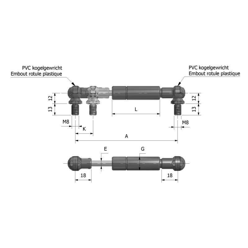 STABILUS MOLLA A GAS GAVONE 375,5x189,5xN150 -...