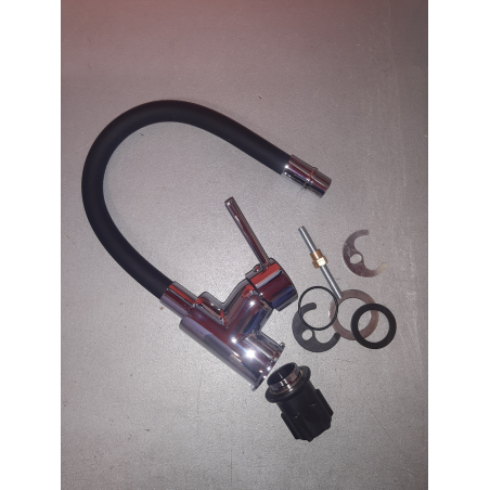 Miscelatore monoleva metallo cromato canna flessibile GRIGIO