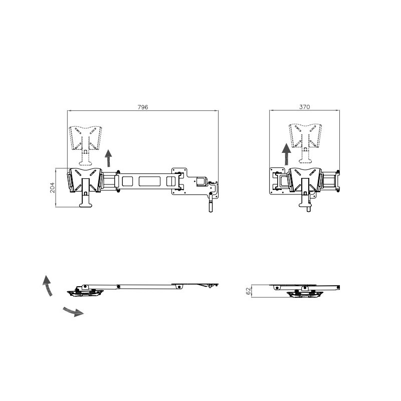 CTA WALL TV SUPPORT WITH MAXI ARM AND AUTO LOCK...