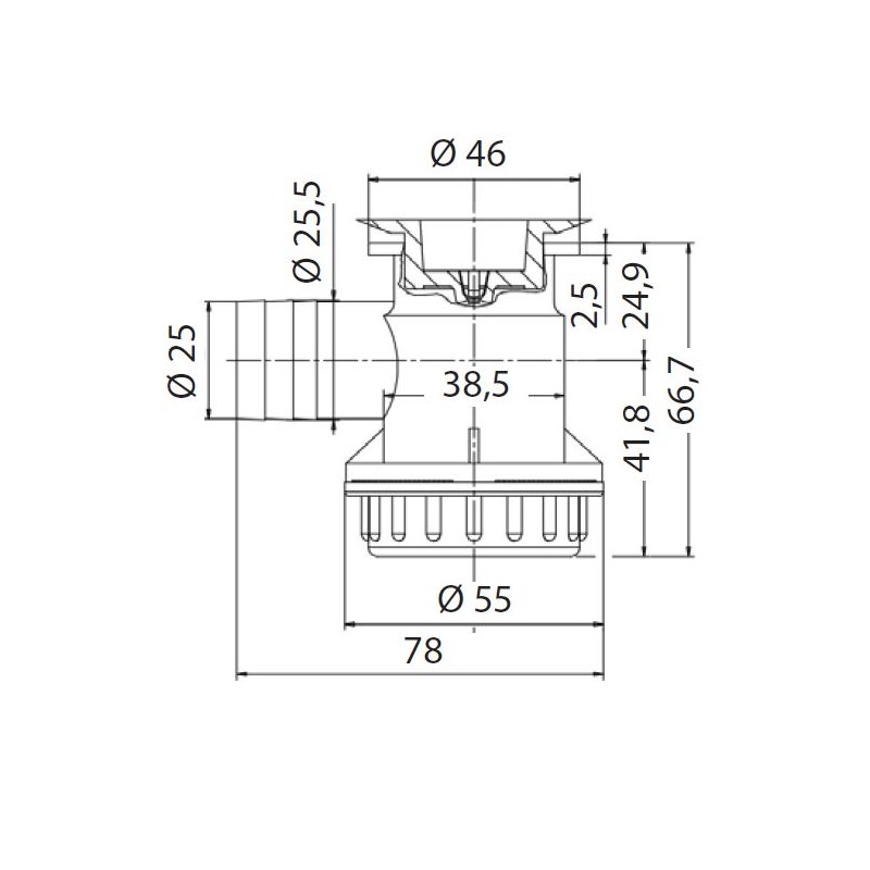 SHOWER drain 30 mm - curved - PG25 - complete