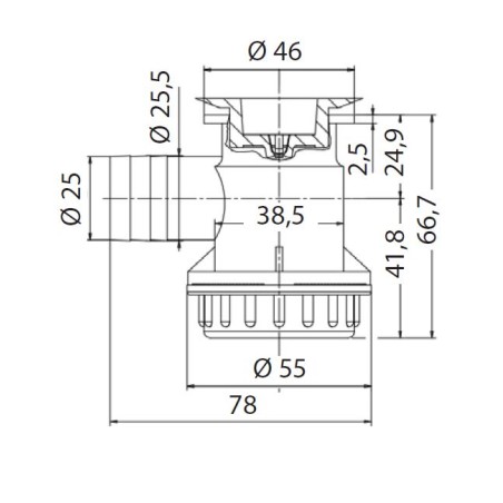 DUSCHablauf 30 mm - gebogen - PG25 - komplett