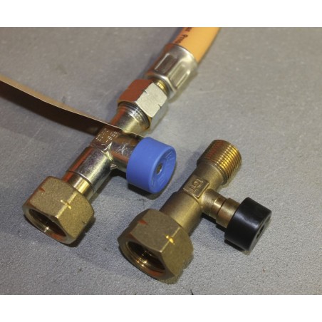 Sicherheitsventil gegen Gasrohrbruch mit ITALIA-Anschluss G.1 W20 x 1/14 LH x 3/8" LH