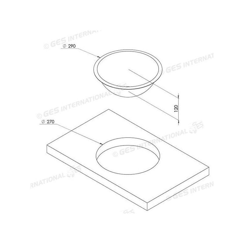 Hemispherical stainless steel sink Ø...