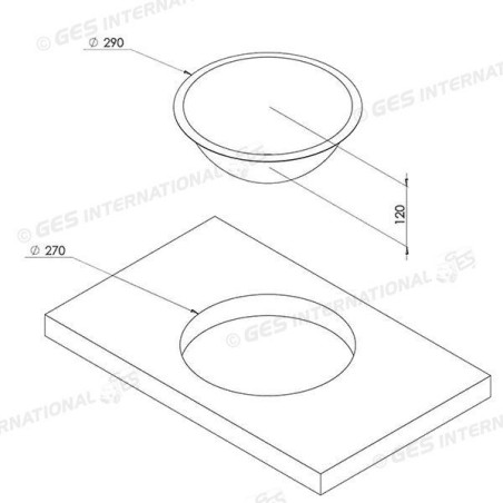 Halbkugelförmige Edelstahlspüle Ø 260/295/120 mm