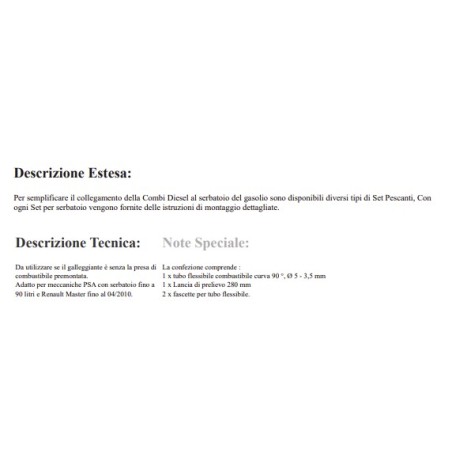 Set pescante gasolio COMBI D 09