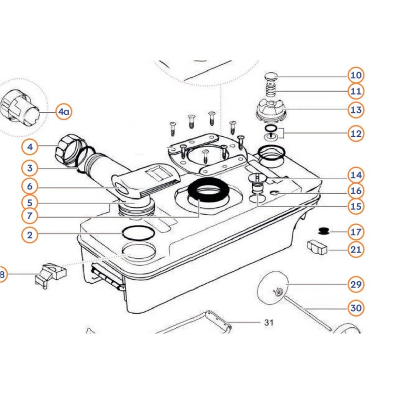 Bouton d'ouverture WC C2-3-4 THETFORD 2145864...