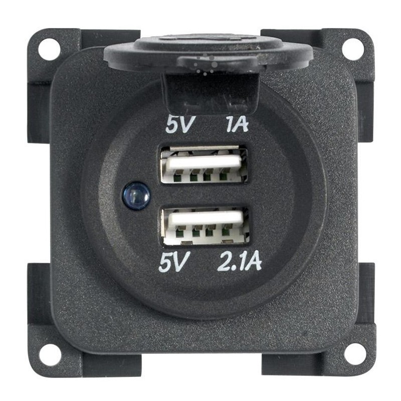Double USB Socket 5V 1A 2.1A CBE MP2USB Gray -...
