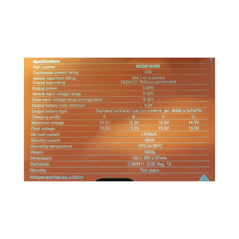 Cargador DC-DC Redarc BCDC1240D MPPT