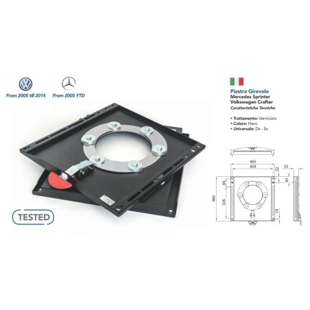 Base pivotante CTA Mercedes Sprinter et VW Crafter de 2005 à aujourd'hui universelle droite / gauche