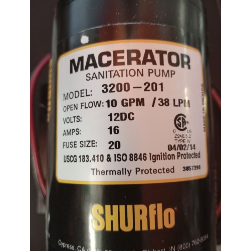 Broyeur SHURFLO 12V pour évacuer les déchets...