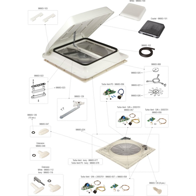 OBLO' FIAMMA TURBO VENT 40 WHITE - 03624F02-