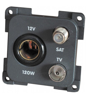 12V Steckdose std. + TV + SAT CBE MP12TVS / M braun