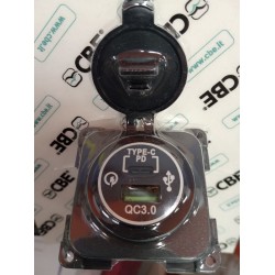 Presa Doppia USB + TIPO C da 3+3A - CBE MP2USC/G Grigia -...