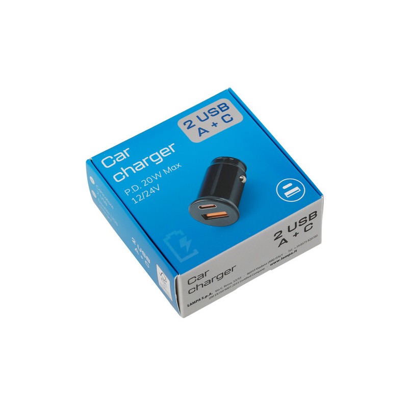 2-port USB charger plug (A+C) - PD 20W - 12/24V