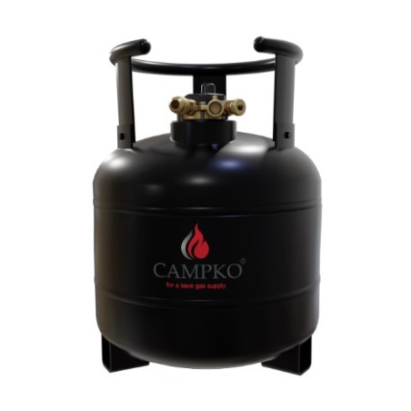 CAMPKO gas cylinder 67R01 steel 15 L - 385mm multivalve and pressure gauge (DE) 80% filling stop valve