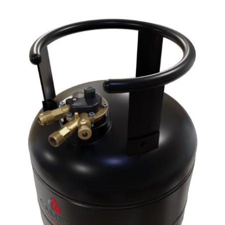 Bouteille de gaz CAMPKO 67R01 acier 15 L - 385mm multivalve et manomètre (DE) vanne d'arrêt remplissage 80%