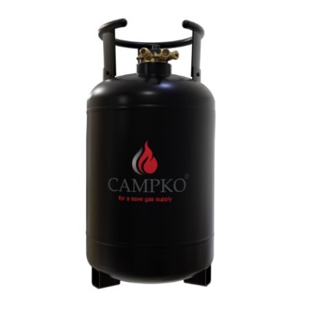 CAMPKO Gasflasche 67R01 Stahl 30 L - 14 Kg Multiventil und Manometer