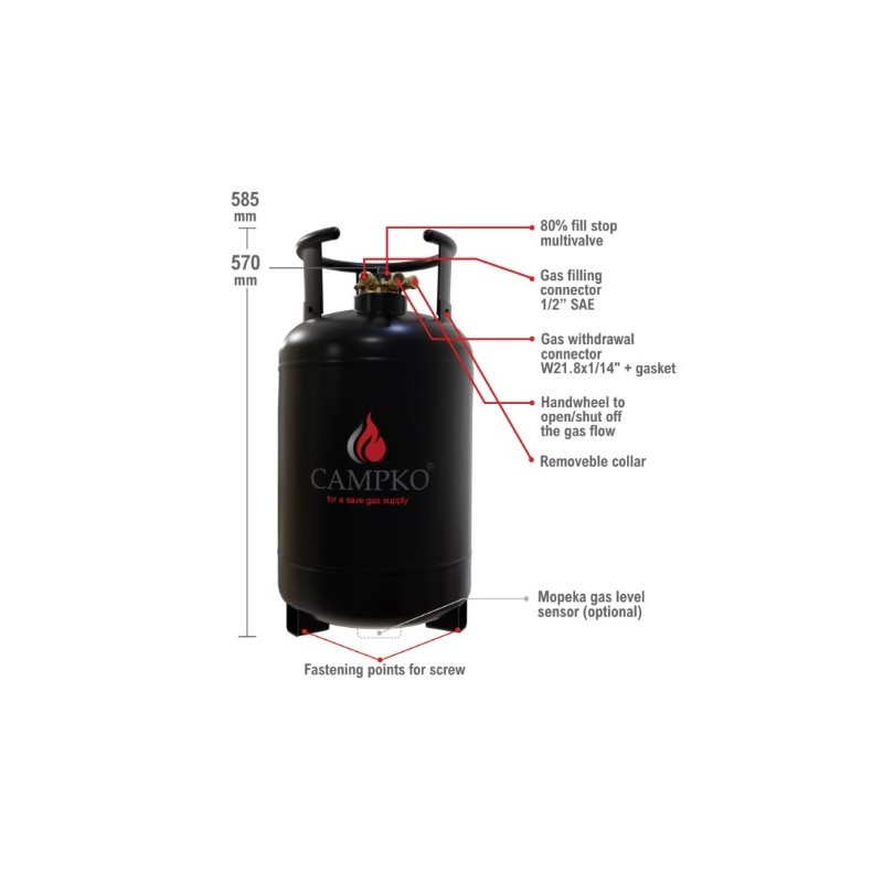 CAMPKO gas cylinder 67R01 steel 30 L - 14 Kg...
