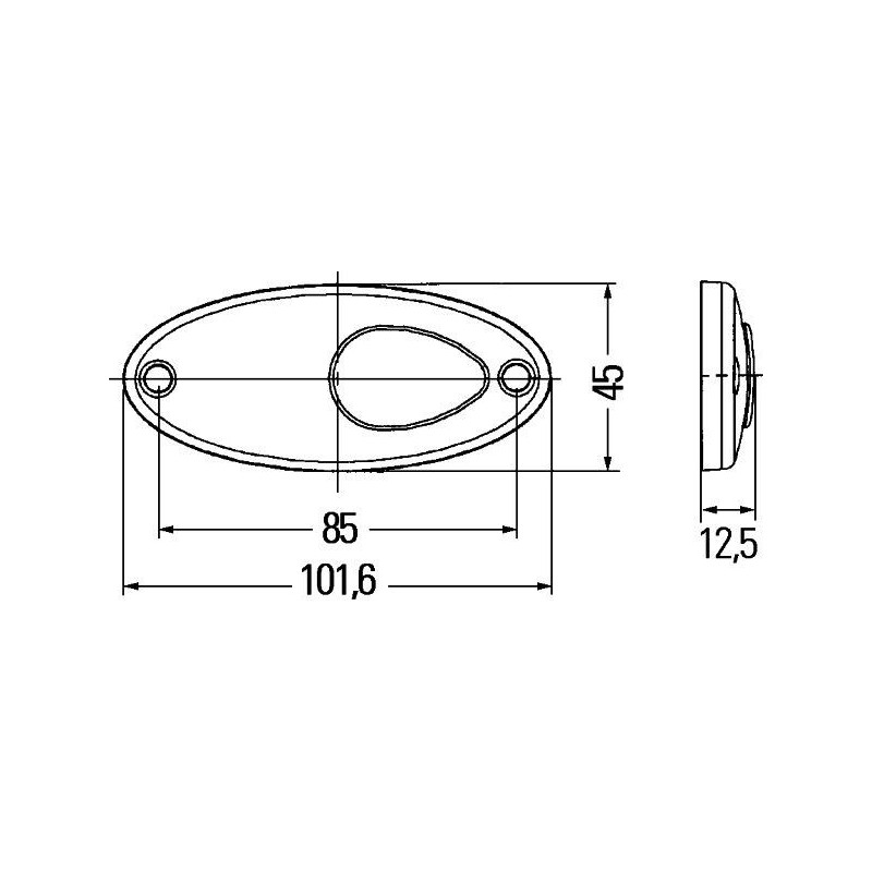 HELLA white front clearance light 101.6 x 45 oval