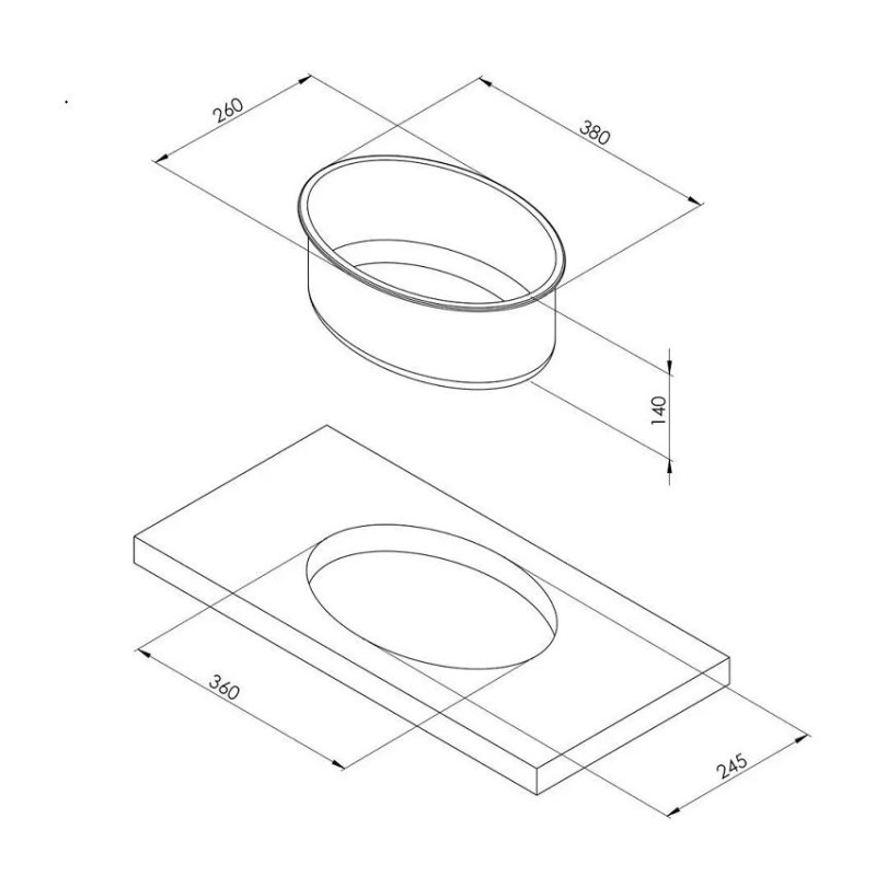Lavello inox ellittico CAN LA1420 con piletta